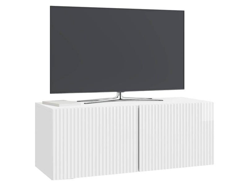  Meuble tv - banc tv - meuble de rangement mural 78,5 x 31 x 30 cm blanc brillant  - Conforama C