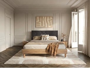 Lit 2 places 160x200 cm <strong>BOBOCHIC</strong>  <strong>MARVIN</strong> coloris gris