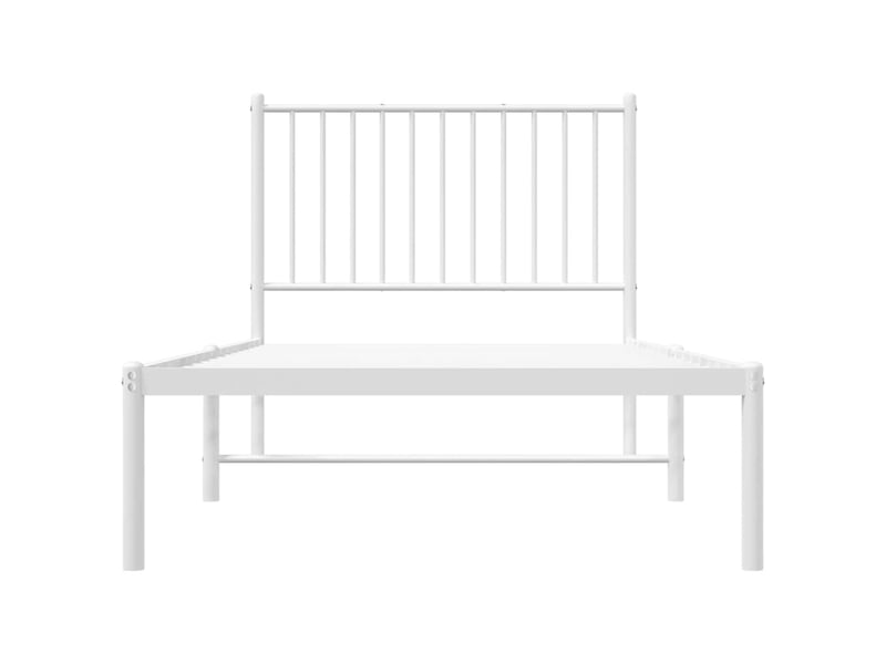  Lit simple- lit adulte -  cadre de lit métal sans matelas avec tête de lit blanc 90x190cm  - Conforama D