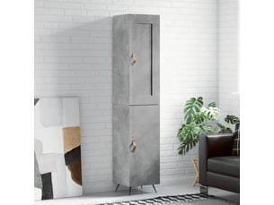 Buffet haut - bahut - meuble de rangement gris béton 34,5x34x180 cm bois d'ingénierie
