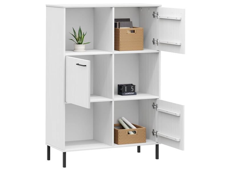  Bibliothèque, armoire à livres avec pieds en métal blanc 90x35x128,5 cm bois oslo  - Conforama C