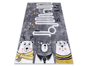 Tapis lavable junior 52107.801 ours, animaux, rues pour les enfants antidérapant - gris 160x220 cm