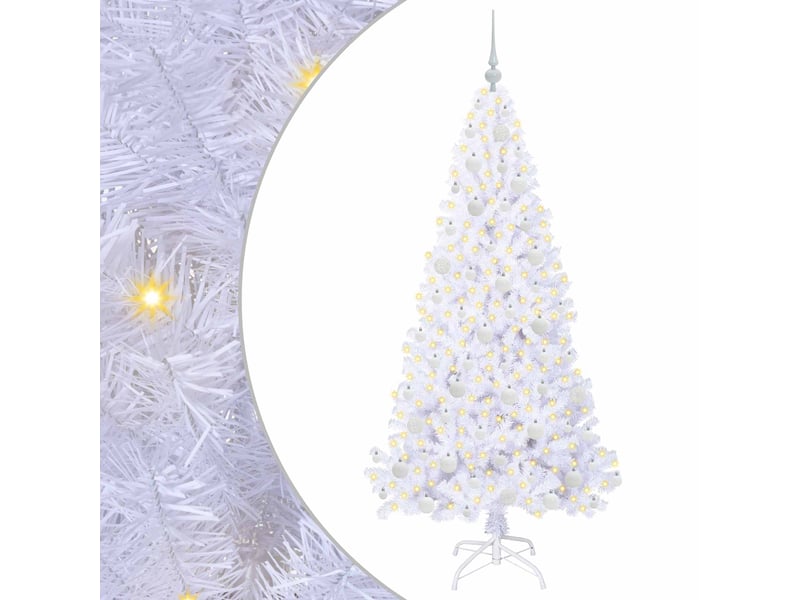  Sapin de noël artificiel, arbre de noël avec 300 led blanc 180 cm pvc et acier shl9126  - Conforama A