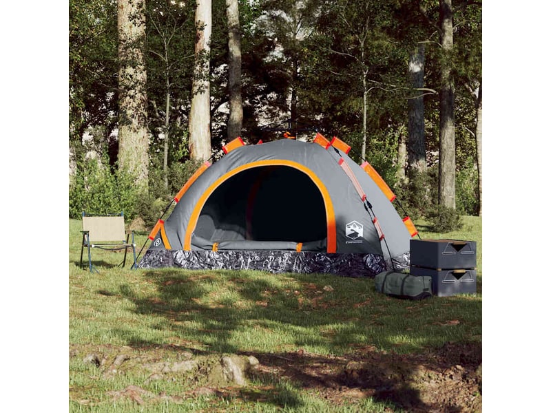  Tente de camping 3 personnes gris et orange libération rapide  - Conforama C