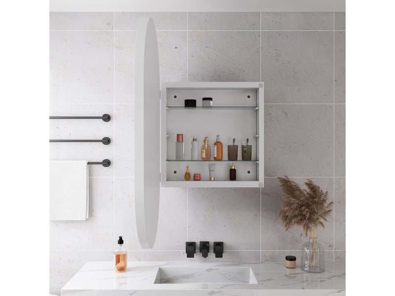  Armoire de toilette miroir ovale en métal blanc 85 x 51.5 x 12 cm W2552P264700 - Conforama D
