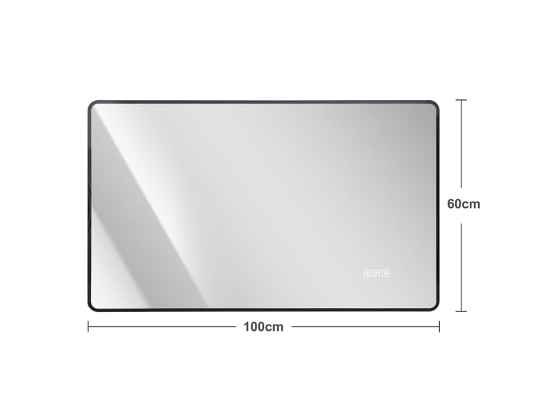  Miroir de salle de bains led 100 x 60 cm, cadre noir, 3 couleurs, antibuée ip44  - Conforama C