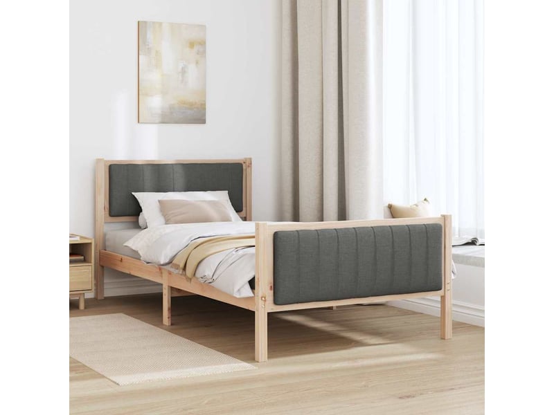  Lit simple- lit adulte -  cadre de lit avec tête de lit marron et gris foncé 100 x 200 cm  - Conforama C