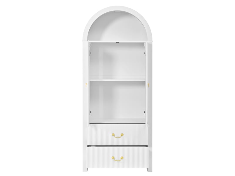 Buffet haute avec led pilotée par application 76x38x180 cm blanche - Conforama D