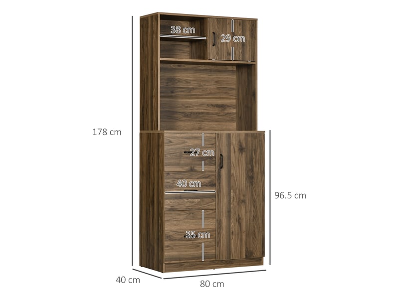  Buffet moderne à 3 tiroirs et placards, armoire à provisions en bois  - Conforama E