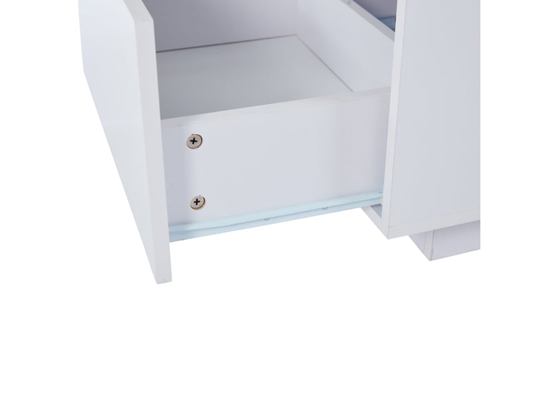  Table basse led 100x50x35 cm 2 tiroirs mdf blanc  - Conforama D