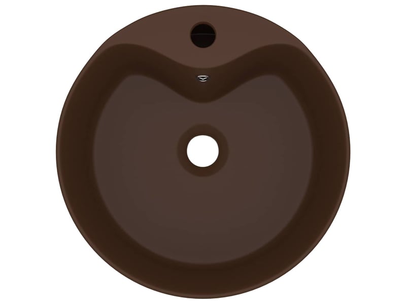  Lavabo de bain, vasque à poser avec trop-plein marron foncé mat 36x13 cm céramique cf65629  - Conforama D