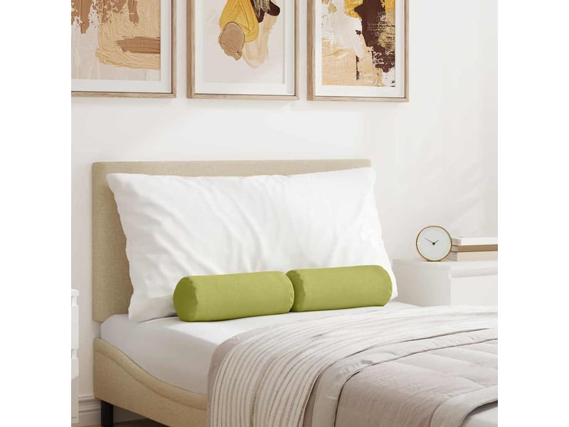 Lot de 2 coussins d'accent, coussins décoratifs, coussins lombaires tissu vert clair ø 15 x 40 cm cf56710 - Conforama B