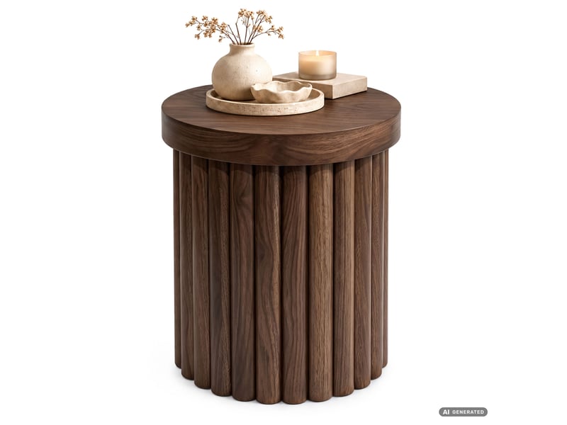  Table basse tino coloris noyer 40 cm ronde à piètement cannelé 40x40x49 cm TINO - Conforama A