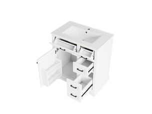 Meuble sous-vasque sur pied avec vasque en céramique blanc 76 x 47 x 82 cm