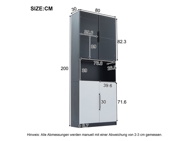  Vitrine haute avec portes vitrées et éclairage led réglable, 160 x 30 x 200 cm  - Conforama B