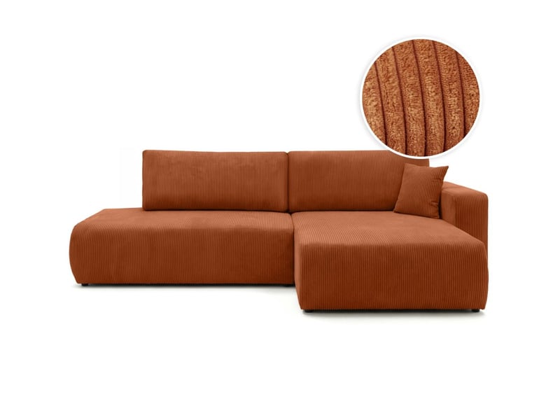  Canapé d'angle max réversible et convertible 5 places alya en velours côtelé - terracotta ALYA - Conforama A