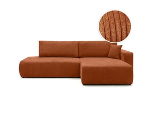 Canapé d'angle droit convertible LOUNGITUDE ALYA 5 places Velours côtelé Terracotta