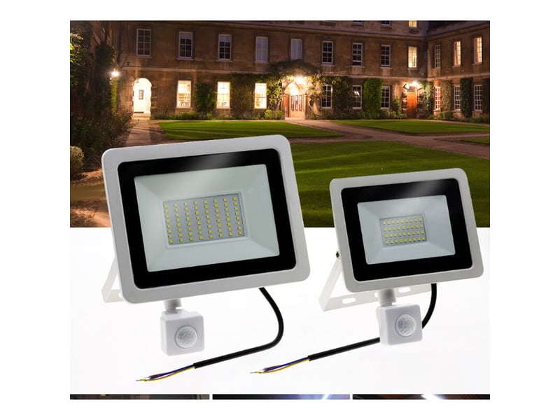  Lot de 1 projecteur led extérieur 10w détecteur de mouvement 3000k ip66, coquille blanche  - Conforama A
