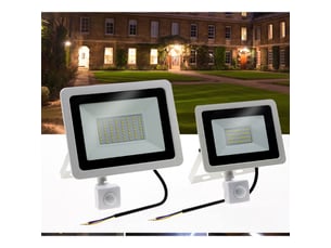 Lot de 1 projecteur led extérieur 10w détecteur de mouvement 3000k ip66, coquille blanche