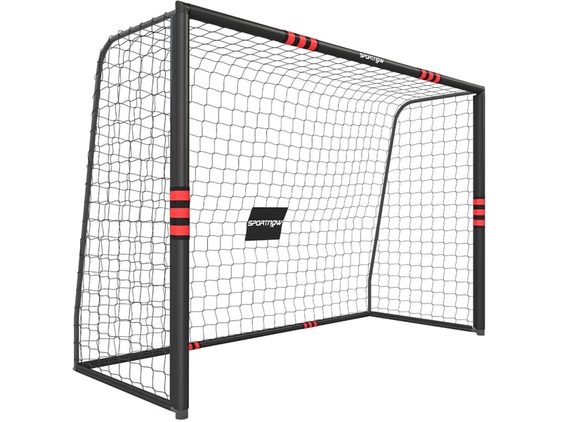  But de football de jardin 300 x 200 cm noir et rouge avec filet pe, cadre rembourré et 5 ancrages au sol  - Conforama B