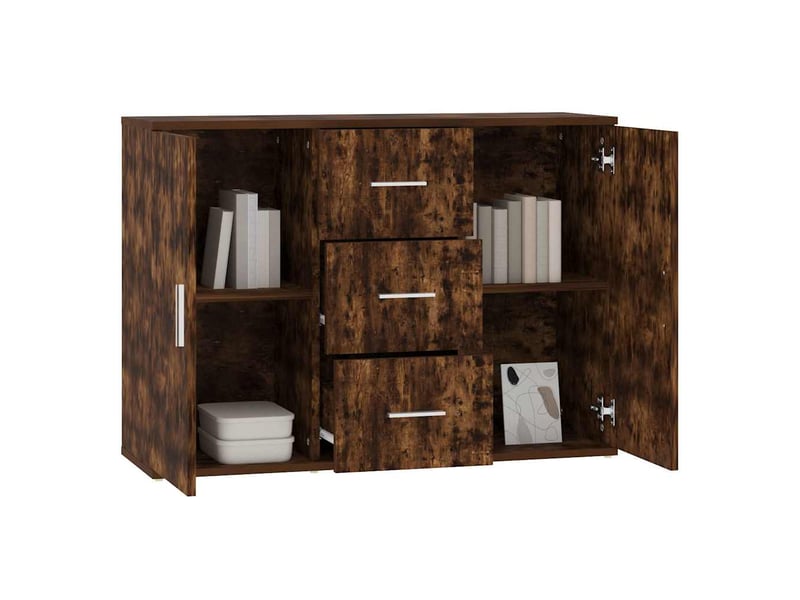  Buffet - bahut - meuble de rangement chêne fumé 91x29,5x65 cm bois d'ingénierie  - Conforama D