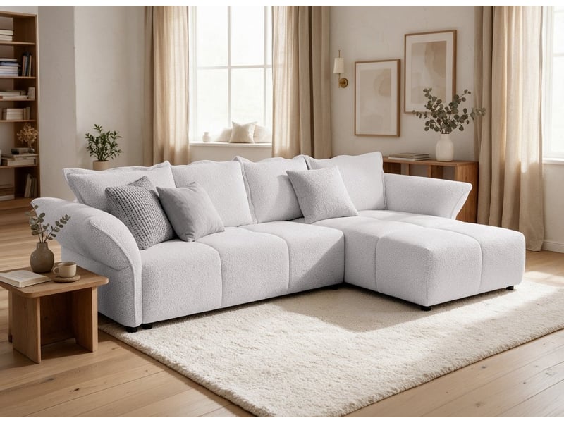  Canapé d'angle convertible réversible en velours tissé beige beline SF771-ANG-BEI - Conforama B