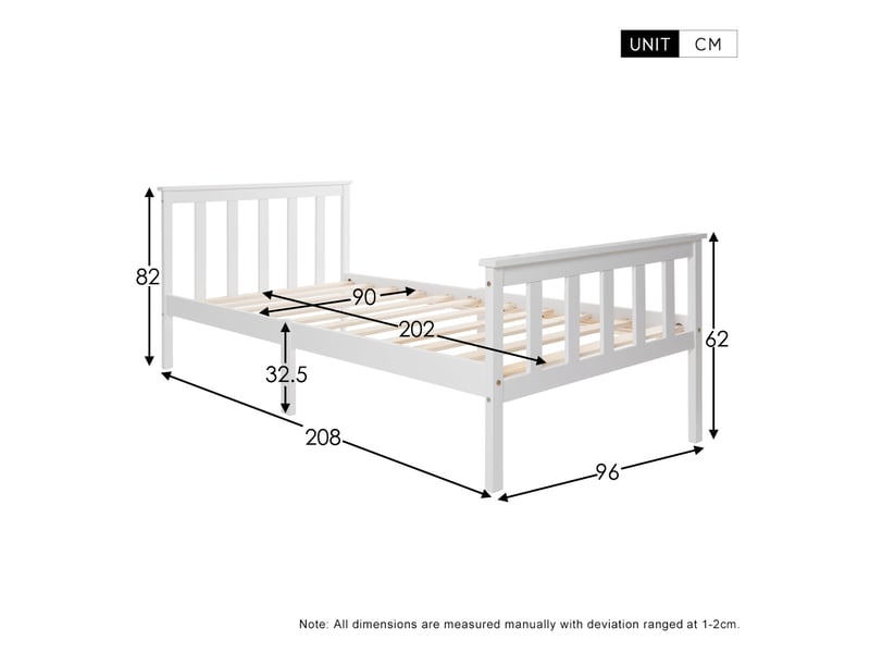  Lit simple tcqpz 90 x 200 cm avec sommier à lattes bois blanc  - Conforama C