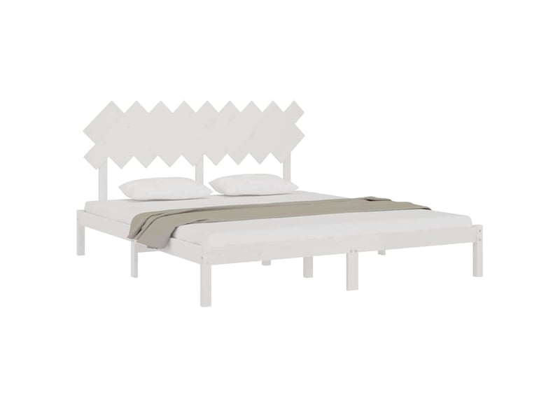 Lit double- lit adulte - cadre de lit sans matelas blanc 180x200 cm bois massif - Conforama B