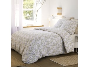 Parure housse de couette 240x220cm + 2 taies motif fleuri jaune clair 100% gaze de coton - gianni