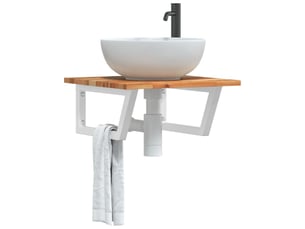 Étagère de vasque | étagère murale acier et bois massif d'acacia shl679