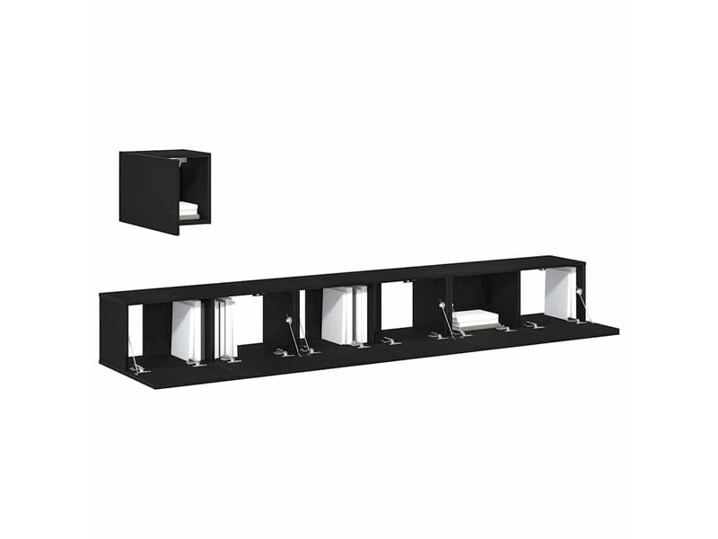  Ensemble meuble tv - banc tv - meuble de rangement 4 pcs chêne noir bois d'ingénierie  - Conforama C