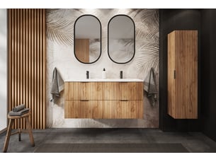 Meuble bas de salle de bain à suspendre avec une porte flow chêne 40 cm