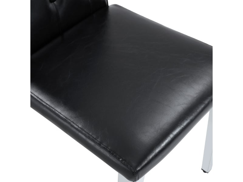  Lot de 4 chaises de salle à manger noires – pieds métalliques argentés brillants, design européen, luxe léger  - Conforama E