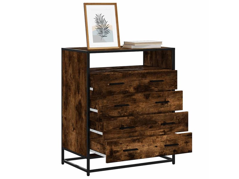 Commode chambre adulte, armoire à tiroirs chêne fumé 70x41x83,5 cm bois d'ingénierie  - Conforama B