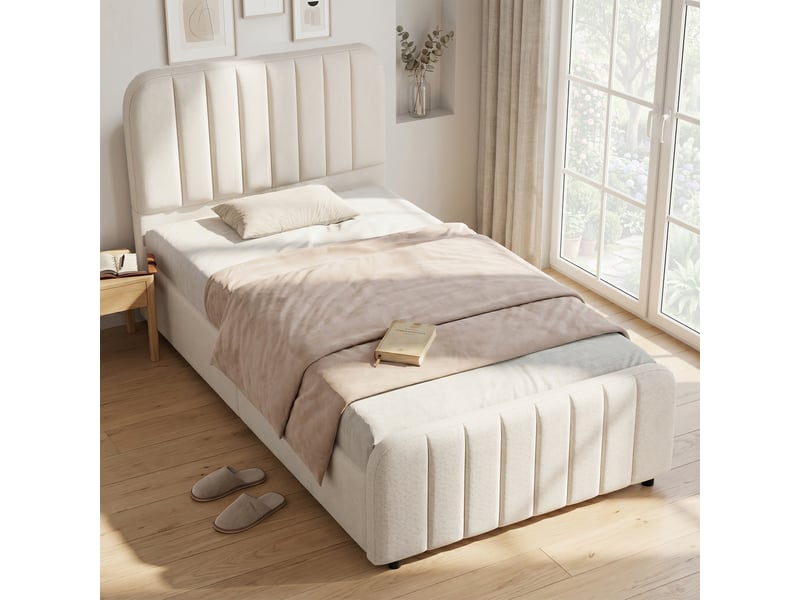 Lit enfant 90x200 cm avec rangement et coffre hydraulique, beige, hauteur 100 cm N634U0058B - Conforama B