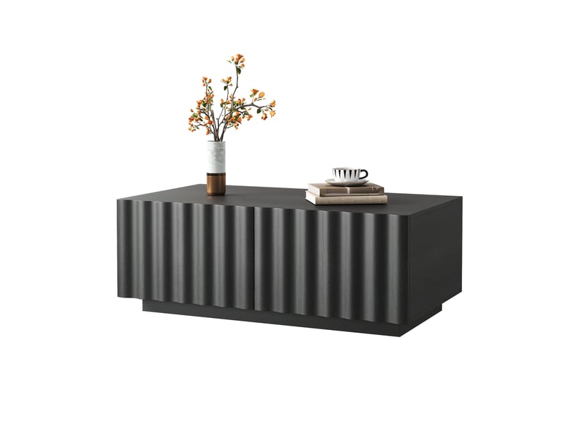 Table basse moderne avec 2 tiroirs de rangement motif vague meuble de salon minimaliste en mdf - Conforama A