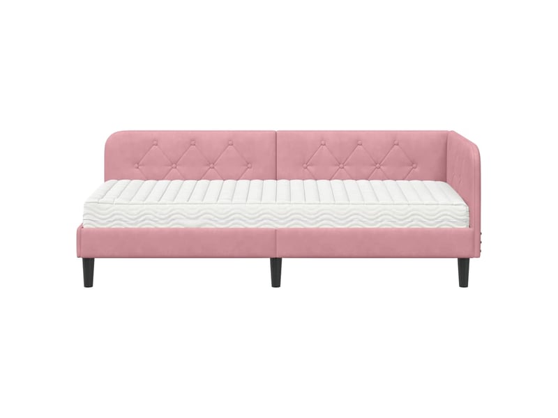 Lit simple- lit adulte - cadre de lit d'angle rose 80 x 200 cm velours - Conforama D