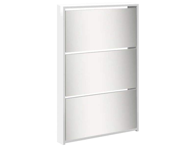 Meuble à chaussure, armoire à chaussures miroir 5niveaux blanc brillant 63x17x169,5cm  - Conforama D