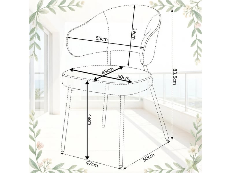  Chaise de salle à manger lot de 2 avec accoudoirs et dossier incurvé  - velours métal noir  - Conforama D