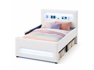 Lit simple 90x200 cm HAVRYA coloris blanc