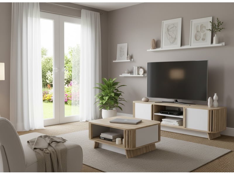 Meuble TV Bas à poser 170 cm SEVANE MTV - Conforama Y
