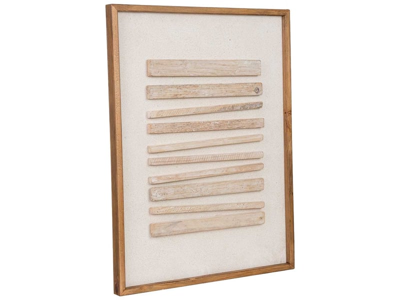 Tableau artisanal en bois recyclé relief beige et blanc 62x4x82 cm h - Conforama A