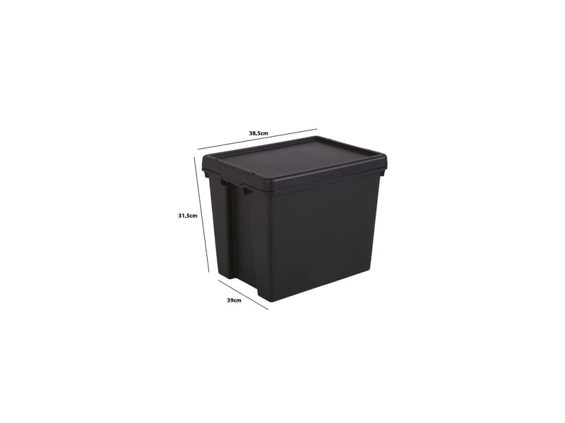 Boîte stockage en plastique noir 29 x 38,5 x 31,5 cm 24l 35469C - Conforama B