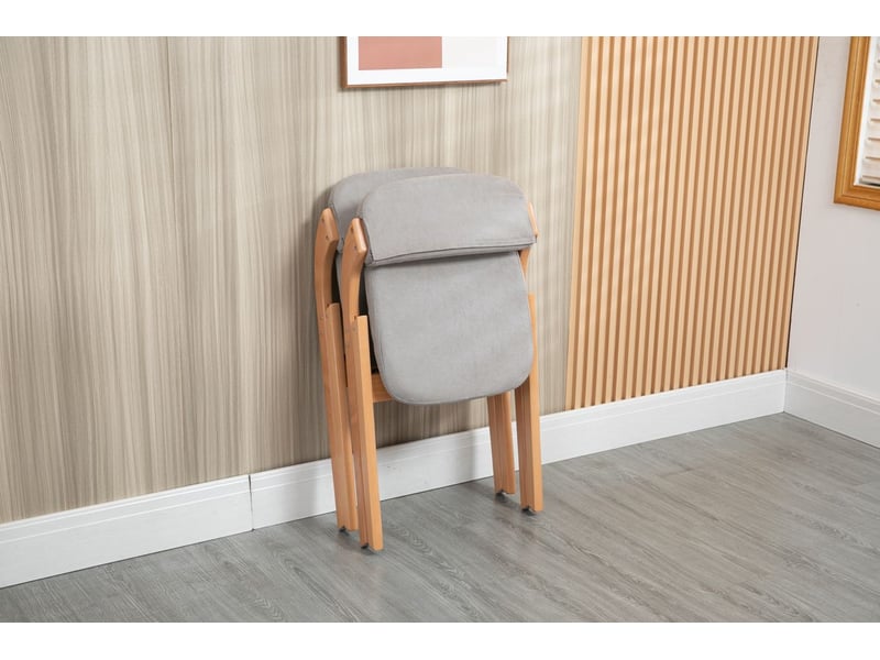  Lot de chaises 2 chaises pliantes assises rembourrées chaises empilables housse amovible structure en bois gris  - Conforama E