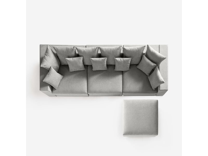  Canapé modulaire déhoussable made in italy avec pouf et coussins cortina a - silver  - Conforama E