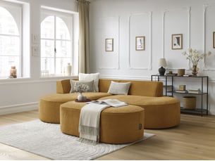 Canapé d'angle gauche fixe BOBOCHIC ROUSSEAU 5 places Tissu Jaune