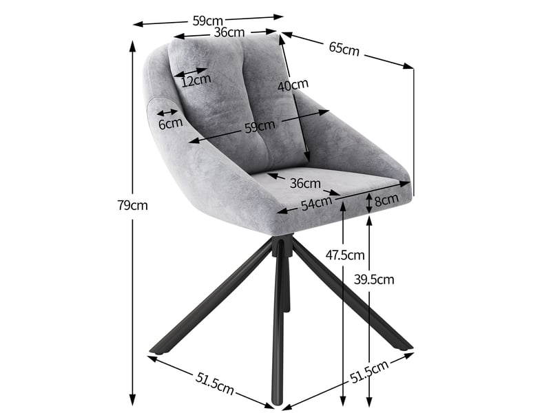  Chaise de salle à manger pivotante en velours, style moderne, ergonomique et confortable  - Conforama C