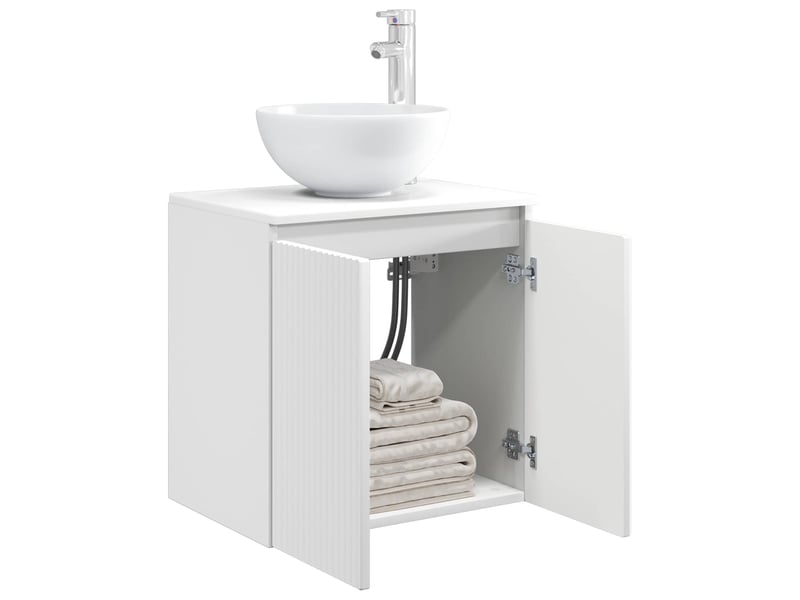  Vanité de lavabo mural, meuble de rangement blanc 49.5x41x64.5 cm shl1860  - Conforama C