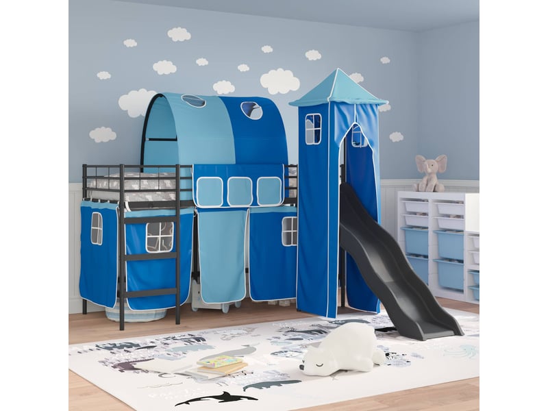  Cadre de lit superposé pour enfants - lit jeune noir et bleu 90 x 190 cm  - Conforama C