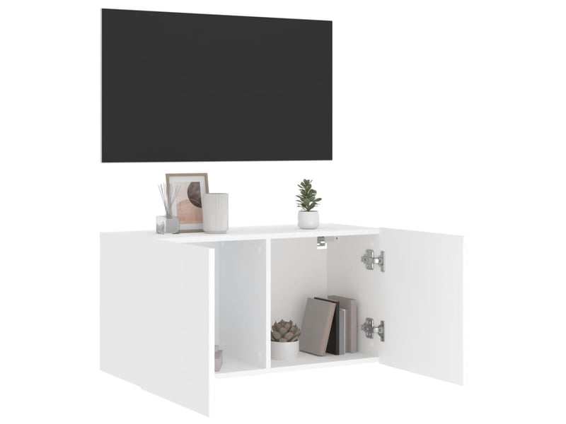  Meuble tv - banc tv - meuble de rangement mural blanc 80x30x41 cm  - Conforama D